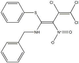 N-benzyl-3,4,4-trichloro-2-nitro-1-(phenylsulfanyl)-1,3-butadien-1-amine Struktur