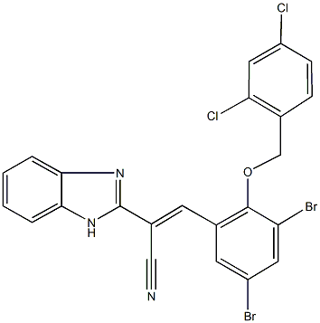 2-(1H-benzimidazol-2-yl)-3-{3,5-dibromo-2-[(2,4-dichlorobenzyl)oxy]phenyl}acrylonitrile 结构式