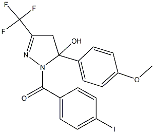 1-(4-iodobenzoyl)-5-(4-methoxyphenyl)-3-(trifluoromethyl)-4,5-dihydro-1H-pyrazol-5-ol Struktur