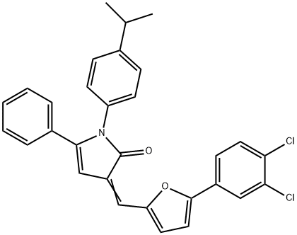 3-{[5-(3,4-dichlorophenyl)-2-furyl]methylene}-1-(4-isopropylphenyl)-5-phenyl-1,3-dihydro-2H-pyrrol-2-one Structure