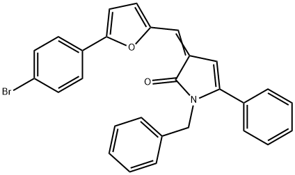 1-benzyl-3-{[5-(4-bromophenyl)-2-furyl]methylene}-5-phenyl-1,3-dihydro-2H-pyrrol-2-one 化学構造式