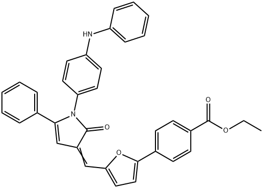 ethyl 4-(5-{[1-(4-anilinophenyl)-2-oxo-5-phenyl-1,2-dihydro-3H-pyrrol-3-ylidene]methyl}-2-furyl)benzoate Struktur