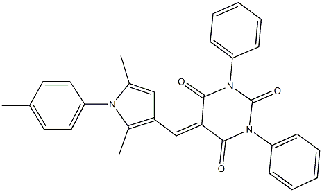 5-{[2,5-dimethyl-1-(4-methylphenyl)-1H-pyrrol-3-yl]methylene}-1,3-diphenyl-2,4,6(1H,3H,5H)-pyrimidinetrione Structure