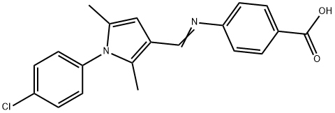 4-({[1-(4-chlorophenyl)-2,5-dimethyl-1H-pyrrol-3-yl]methylene}amino)benzoic acid 化学構造式
