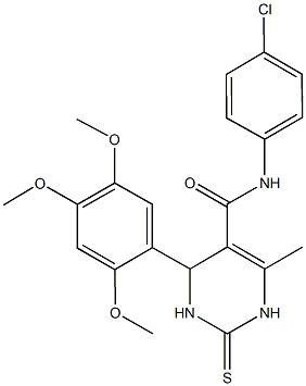 N-(4-chlorophenyl)-6-methyl-2-thioxo-4-(2,4,5-trimethoxyphenyl)-1,2,3,4-tetrahydro-5-pyrimidinecarboxamide Struktur
