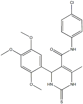 N-(4-chlorophenyl)-6-methyl-2-thioxo-4-(2,4,5-trimethoxyphenyl)-1,2,3,4-tetrahydro-5-pyrimidinecarboxamide 结构式