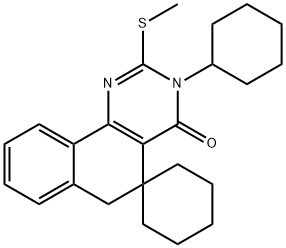 3-cyclohexyl-2-(methylsulfanyl)-5,6-dihydrospiro(benzo[h]quinazoline-5,1'-cyclohexane)-4(3H)-one Struktur