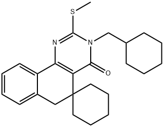 3-(cyclohexylmethyl)-2-(methylsulfanyl)-5,6-dihydrospiro(benzo[h]quinazoline-5,1'-cyclohexane)-4(3H)-one Structure
