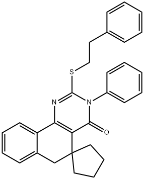 3-phenyl-2-[(2-phenylethyl)sulfanyl]-5,6-dihydrospiro(benzo[h]quinazoline-5,1'-cyclopentane)-4(3H)-one|