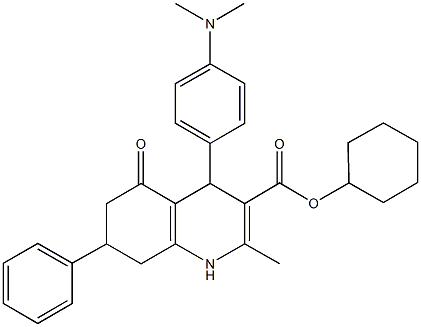 cyclohexyl 4-[4-(dimethylamino)phenyl]-2-methyl-5-oxo-7-phenyl-1,4,5,6,7,8-hexahydroquinoline-3-carboxylate,330460-41-8,结构式