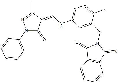 2-(2-methyl-5-{[(3-methyl-5-oxo-1-phenyl-1,5-dihydro-4H-pyrazol-4-ylidene)methyl]amino}benzyl)-1H-isoindole-1,3(2H)-dione,330470-82-1,结构式