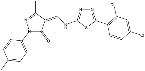 4-({[5-(2,4-dichlorophenyl)-1,3,4-thiadiazol-2-yl]amino}methylene)-5-methyl-2-(4-methylphenyl)-2,4-dihydro-3H-pyrazol-3-one Structure