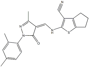 2-({[1-(2,4-dimethylphenyl)-3-methyl-5-oxo-1,5-dihydro-4H-pyrazol-4-ylidene]methyl}amino)-5,6-dihydro-4H-cyclopenta[b]thiophene-3-carbonitrile|