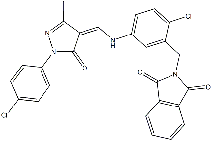 2-[2-chloro-5-({[1-(4-chlorophenyl)-3-methyl-5-oxo-1,5-dihydro-4H-pyrazol-4-ylidene]methyl}amino)benzyl]-1H-isoindole-1,3(2H)-dione,330471-30-2,结构式