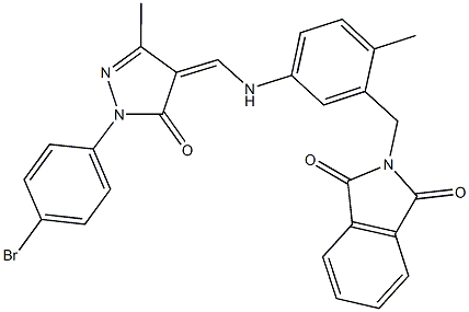 2-[5-({[1-(4-bromophenyl)-3-methyl-5-oxo-1,5-dihydro-4H-pyrazol-4-ylidene]methyl}amino)-2-methylbenzyl]-1H-isoindole-1,3(2H)-dione,330471-36-8,结构式