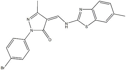 2-(4-bromophenyl)-5-methyl-4-{[(6-methyl-1,3-benzothiazol-2-yl)amino]methylene}-2,4-dihydro-3H-pyrazol-3-one Structure