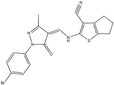 2-({[1-(4-bromophenyl)-3-methyl-5-oxo-1,5-dihydro-4H-pyrazol-4-ylidene]methyl}amino)-5,6-dihydro-4H-cyclopenta[b]thiophene-3-carbonitrile Structure