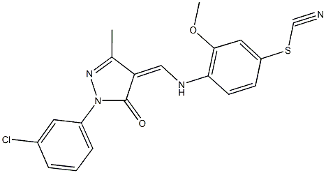 4-({[1-(3-chlorophenyl)-3-methyl-5-oxo-1,5-dihydro-4H-pyrazol-4-ylidene]methyl}amino)-3-methoxyphenyl thiocyanate 结构式