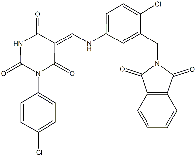 5-({4-chloro-3-[(1,3-dioxo-1,3-dihydro-2H-isoindol-2-yl)methyl]anilino}methylene)-1-(4-chlorophenyl)-2,4,6(1H,3H,5H)-pyrimidinetrione,330472-13-4,结构式