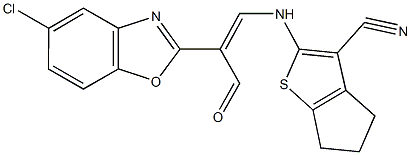 2-{[2-(5-chloro-1,3-benzoxazol-2-yl)-3-oxo-1-propenyl]amino}-5,6-dihydro-4H-cyclopenta[b]thiophene-3-carbonitrile,330472-16-7,结构式