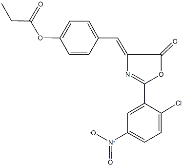 4-[(2-{2-chloro-5-nitrophenyl}-5-oxo-1,3-oxazol-4(5H)-ylidene)methyl]phenyl propionate 化学構造式