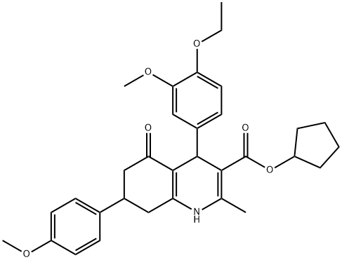 330551-33-2 cyclopentyl 4-(4-ethoxy-3-methoxyphenyl)-7-(4-methoxyphenyl)-2-methyl-5-oxo-1,4,5,6,7,8-hexahydro-3-quinolinecarboxylate
