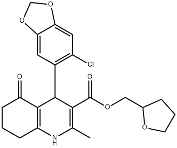 tetrahydro-2-furanylmethyl 4-(6-chloro-1,3-benzodioxol-5-yl)-2-methyl-5-oxo-1,4,5,6,7,8-hexahydro-3-quinolinecarboxylate Structure