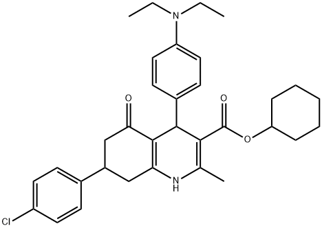 cyclohexyl 7-(4-chlorophenyl)-4-[4-(diethylamino)phenyl]-2-methyl-5-oxo-1,4,5,6,7,8-hexahydro-3-quinolinecarboxylate Struktur