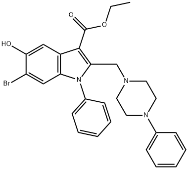 ethyl 6-bromo-5-hydroxy-1-phenyl-2-[(4-phenyl-1-piperazinyl)methyl]-1H-indole-3-carboxylate Structure