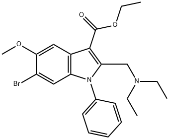 ethyl 6-bromo-2-[(diethylamino)methyl]-5-methoxy-1-phenyl-1H-indole-3-carboxylate Struktur