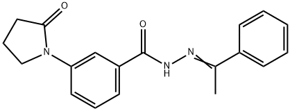 3-(2-oxo-1-pyrrolidinyl)-N'-(1-phenylethylidene)benzohydrazide 化学構造式