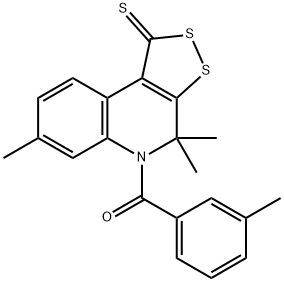 4,4,7-trimethyl-5-(3-methylbenzoyl)-4,5-dihydro-1H-[1,2]dithiolo[3,4-c]quinoline-1-thione Struktur