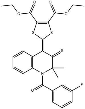 diethyl 2-(1-(3-fluorobenzoyl)-2,2-dimethyl-3-thioxo-2,3-dihydro-4(1H)-quinolinylidene)-1,3-dithiole-4,5-dicarboxylate Structure