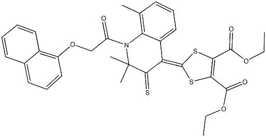 diethyl 2-(2,2,8-trimethyl-1-[(naphthalen-1-yloxy)acetyl]-3-thioxo-2,3-dihydroquinolin-4(1H)-ylidene)-1,3-dithiole-4,5-dicarboxylate Structure