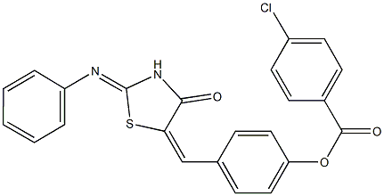 4-{[4-oxo-2-(phenylimino)-1,3-thiazolidin-5-ylidene]methyl}phenyl 4-chlorobenzoate Structure