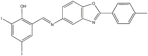 2,4-diiodo-6-({[2-(4-methylphenyl)-1,3-benzoxazol-5-yl]imino}methyl)phenol Structure