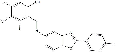 4-chloro-3,5-dimethyl-2-({[2-(4-methylphenyl)-1,3-benzoxazol-5-yl]imino}methyl)phenol Struktur