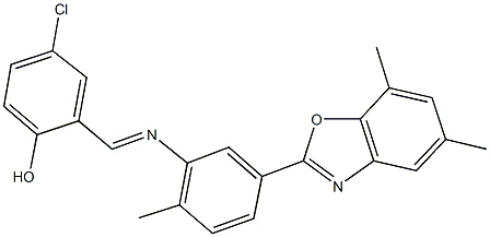 4-chloro-2-({[5-(5,7-dimethyl-1,3-benzoxazol-2-yl)-2-methylphenyl]imino}methyl)phenol Structure