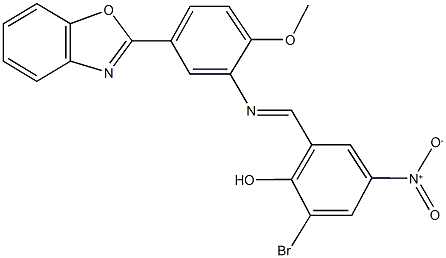 2-({[5-(1,3-benzoxazol-2-yl)-2-methoxyphenyl]imino}methyl)-6-bromo-4-nitrophenol Structure