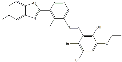 330565-12-3 3,4-dibromo-6-ethoxy-2-({[2-methyl-3-(5-methyl-1,3-benzoxazol-2-yl)phenyl]imino}methyl)phenol