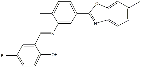 4-bromo-2-({[2-methyl-5-(6-methyl-1,3-benzoxazol-2-yl)phenyl]imino}methyl)phenol Struktur