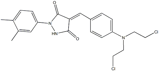 4-{4-[bis(2-chloroethyl)amino]benzylidene}-1-(3,4-dimethylphenyl)-3,5-pyrazolidinedione Structure