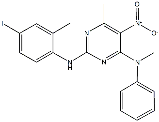 5-nitro-2-(4-iodo-2-methylanilino)-4-methyl-6-(methylanilino)pyrimidine Structure