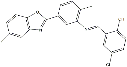 4-chloro-2-({[2-methyl-5-(5-methyl-1,3-benzoxazol-2-yl)phenyl]imino}methyl)phenol Structure
