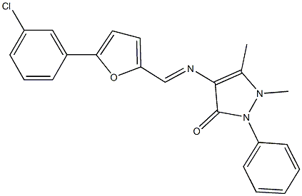 4-({[5-(3-chlorophenyl)-2-furyl]methylene}amino)-1,5-dimethyl-2-phenyl-1,2-dihydro-3H-pyrazol-3-one,330567-55-0,结构式