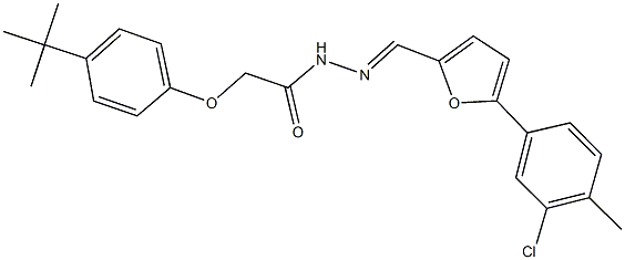 2-(4-tert-butylphenoxy)-N'-{[5-(3-chloro-4-methylphenyl)-2-furyl]methylene}acetohydrazide 化学構造式