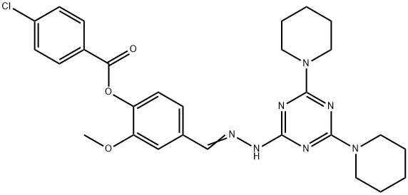 4-{2-[4,6-di(1-piperidinyl)-1,3,5-triazin-2-yl]carbohydrazonoyl}-2-methoxyphenyl 4-chlorobenzoate|