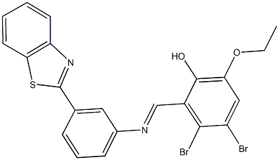 2-({[3-(1,3-benzothiazol-2-yl)phenyl]imino}methyl)-3,4-dibromo-6-ethoxyphenol Structure