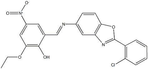 2-({[2-(2-chlorophenyl)-1,3-benzoxazol-5-yl]imino}methyl)-6-ethoxy-4-nitrophenol Structure
