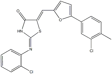 5-{[5-(3-chloro-4-methylphenyl)-2-furyl]methylene}-2-[(2-chlorophenyl)imino]-1,3-thiazolidin-4-one Structure